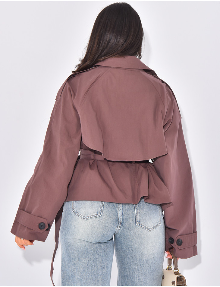 Trench court à nouer à la taille