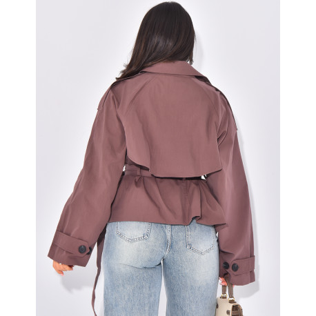 Trench court à nouer à la taille