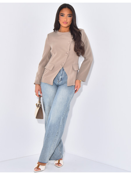 Veste de blazer à boutonnière asymétrique