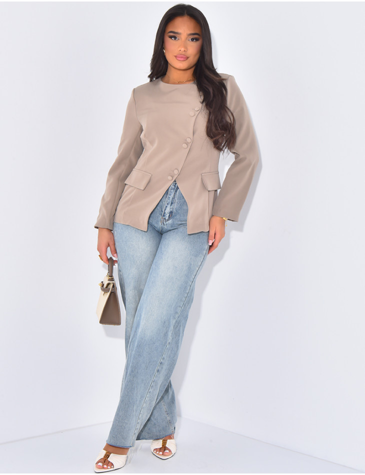 Veste de blazer à boutonnière asymétrique