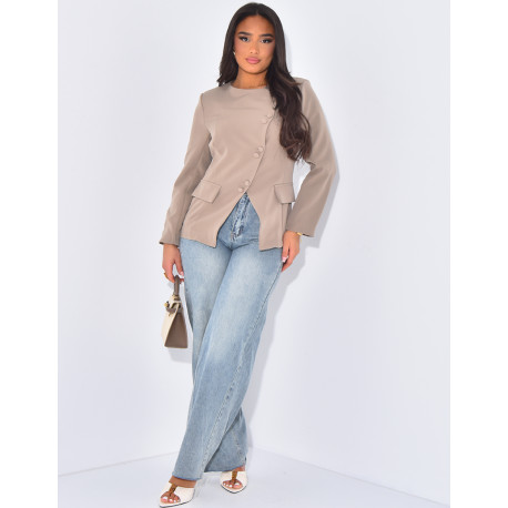 Veste de blazer à boutonnière asymétrique