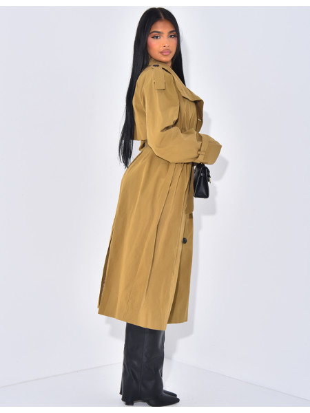 Langer Oversize-Trench mit Gürtel