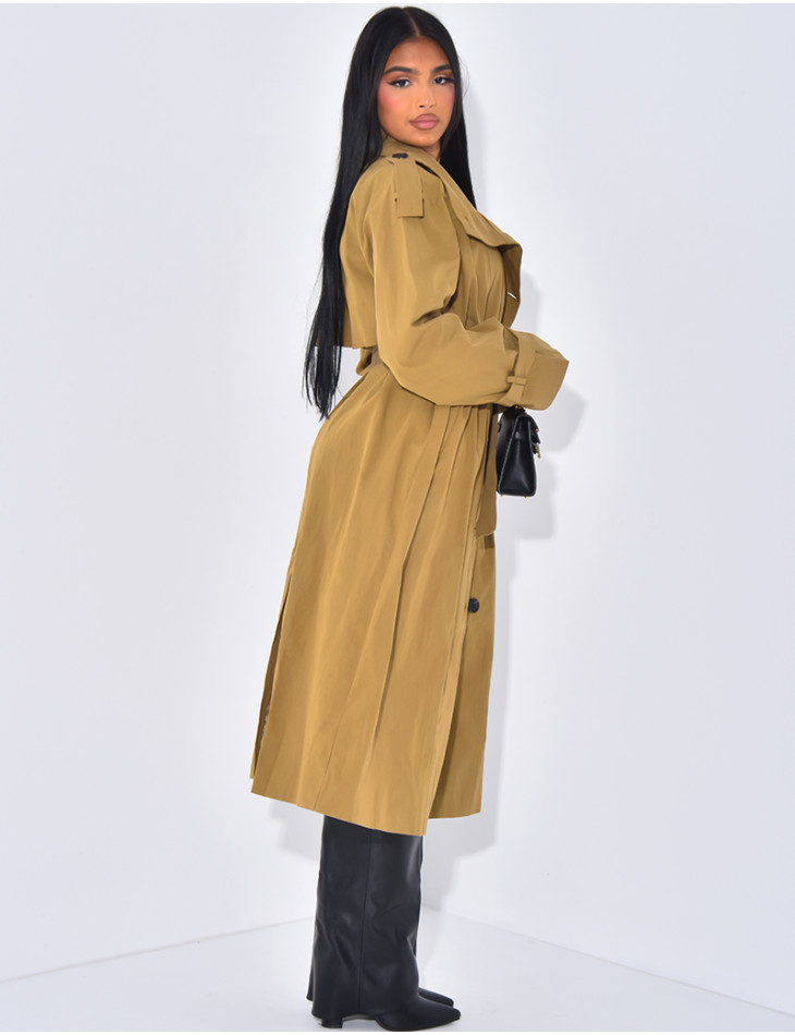 Langer Oversize-Trench mit Gürtel