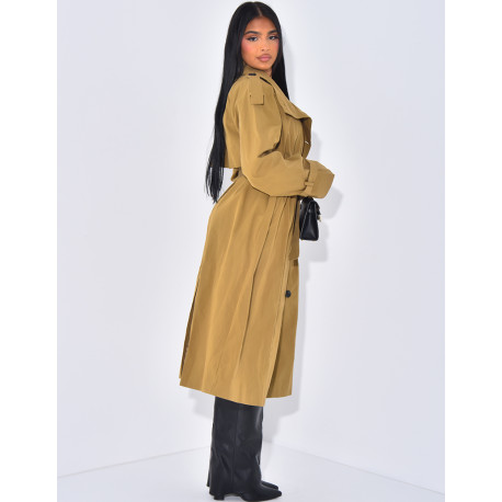 Langer Oversize-Trench mit Gürtel
