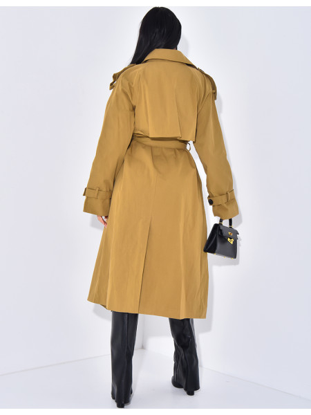 Langer Oversize-Trench mit Gürtel