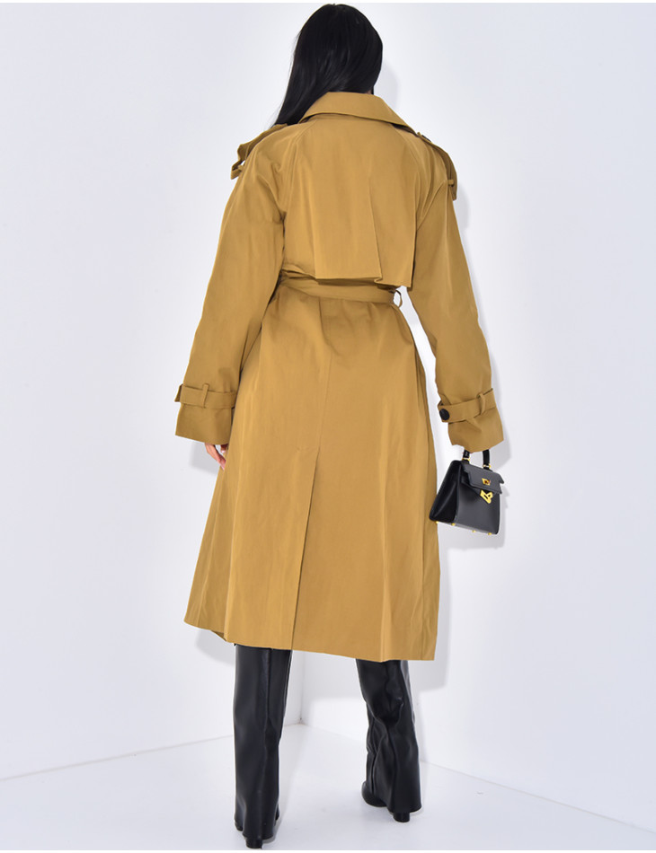 Langer Oversize-Trench mit Gürtel