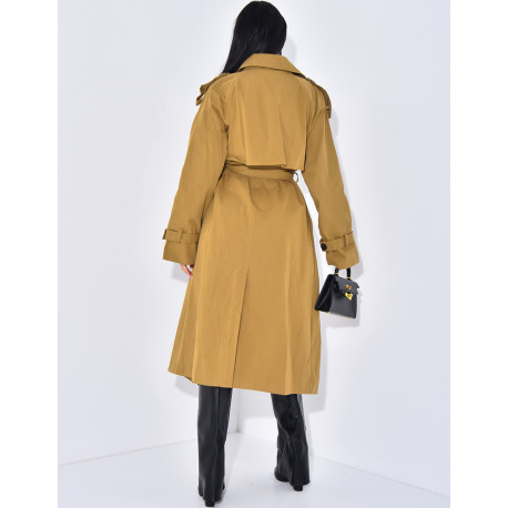 Langer Oversize-Trench mit Gürtel