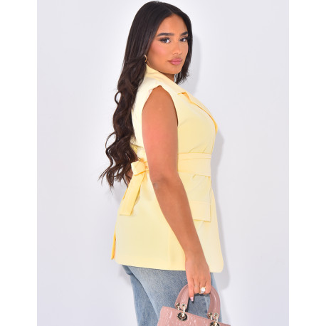 Blazer sans manche à nouer à la taille