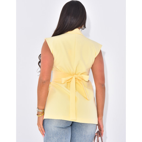 Blazer sans manche à nouer à la taille