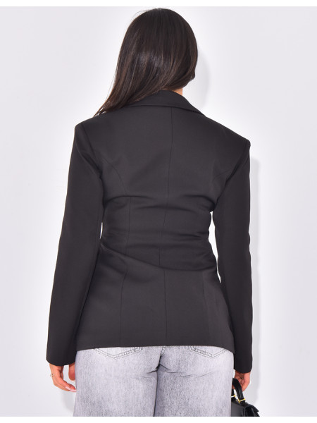 Slim-fit blazer jacket with gold buttons