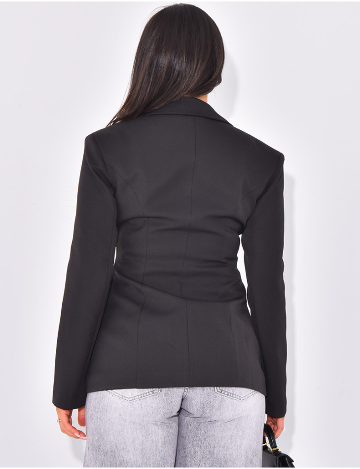 Slim-fit blazer jacket with gold buttons