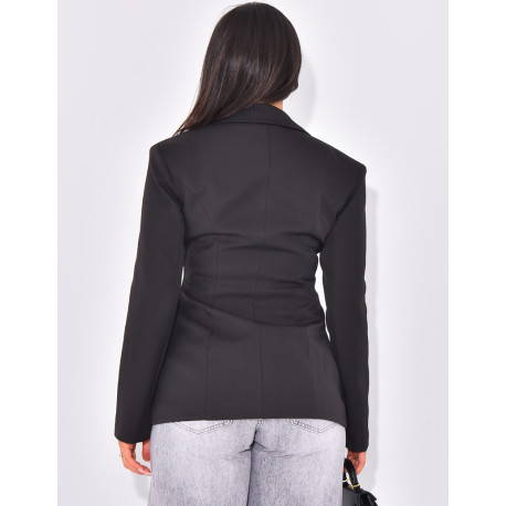 Slim-fit blazer jacket with gold buttons