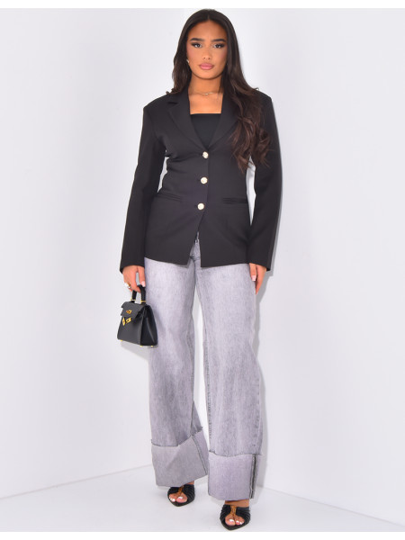 Slim-fit blazer jacket with gold buttons