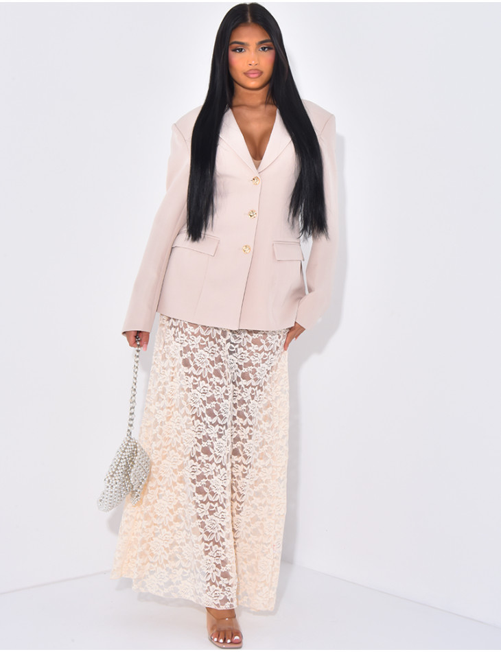 Veste de blazer cintrée à boutons dorés