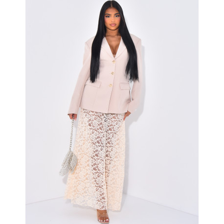 Veste de blazer cintrée à boutons dorés