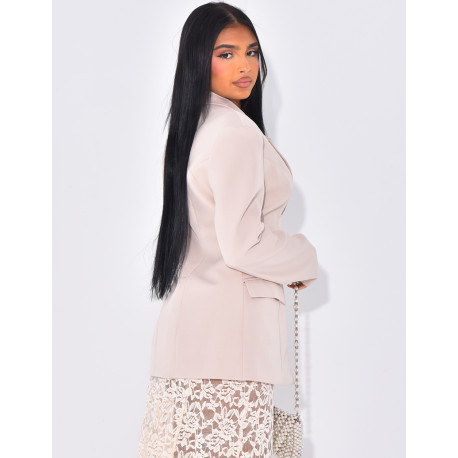 Veste de blazer cintrée à boutons dorés