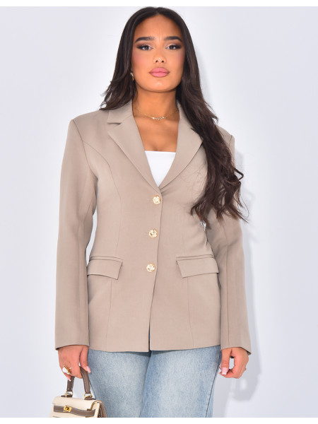 Veste blazer cintrée avec boutons dorés