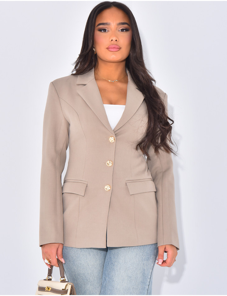 Veste blazer cintrée avec boutons dorés