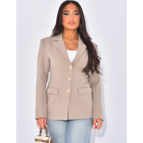 Veste blazer cintrée avec boutons dorés
