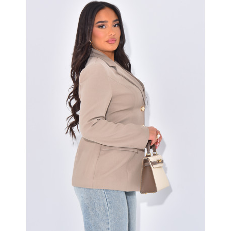 Veste blazer cintrée avec boutons dorés