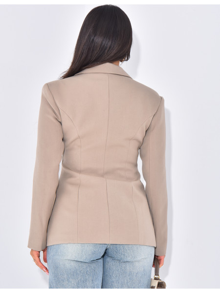 Veste blazer cintrée avec boutons dorés