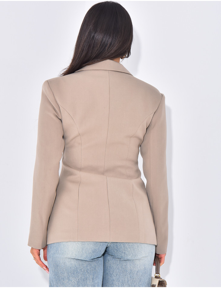 Veste blazer cintrée avec boutons dorés