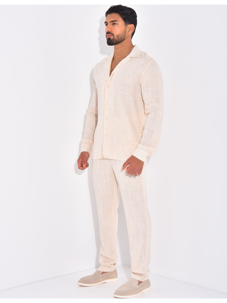 Ensemble pantalon et chemise en lin