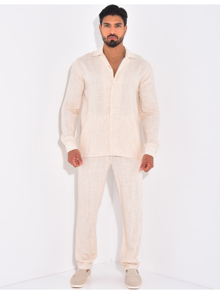 Ensemble pantalon et chemise en lin