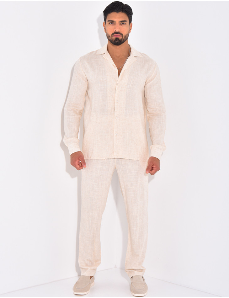 Ensemble pantalon et chemise en lin
