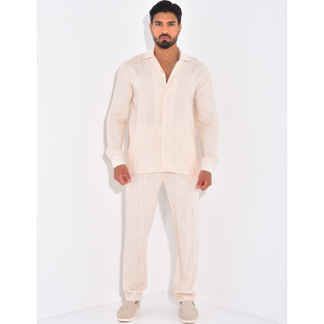 Ensemble pantalon et chemise en lin