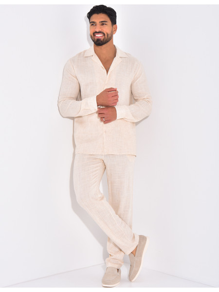 Ensemble pantalon et chemise en lin