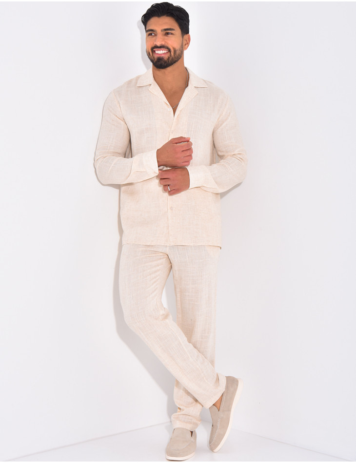 Ensemble pantalon et chemise en lin