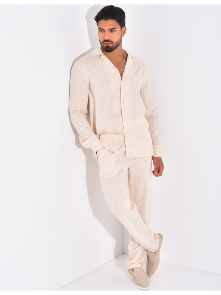Ensemble pantalon et chemise en lin