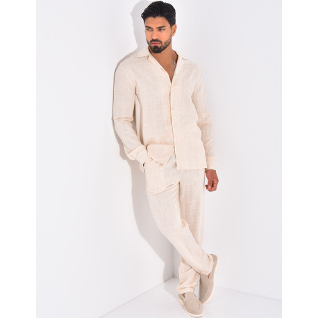 Ensemble pantalon et chemise en lin