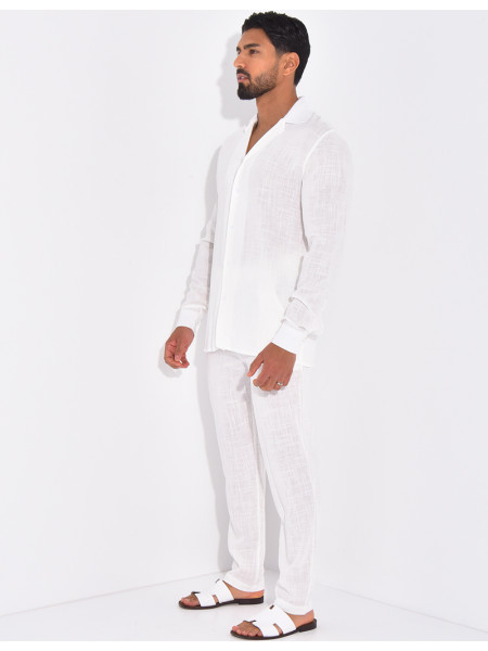 Ensemble pantalon et chemise en lin