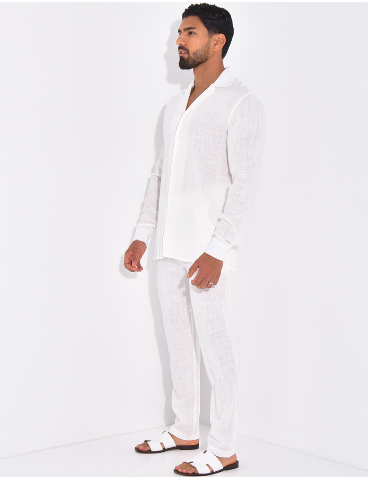 Ensemble pantalon et chemise en lin