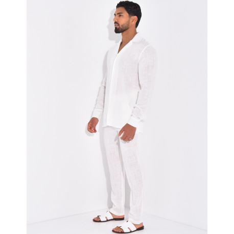 Ensemble pantalon et chemise en lin