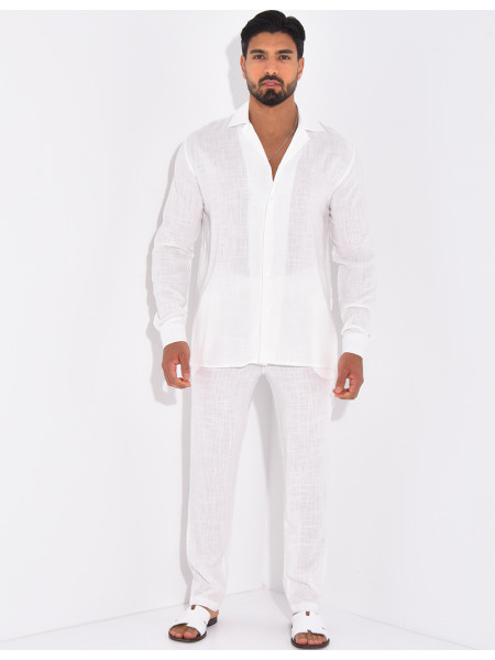 Ensemble pantalon et chemise en lin