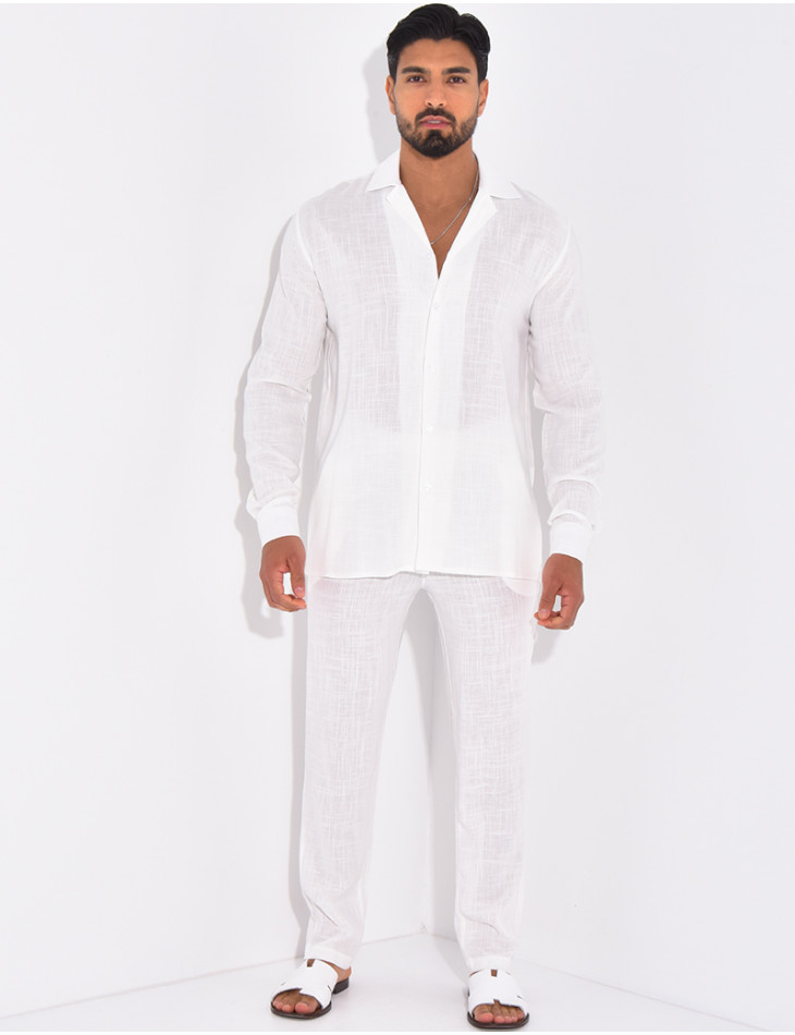 Ensemble pantalon et chemise en lin