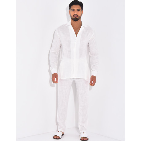 Ensemble pantalon et chemise en lin