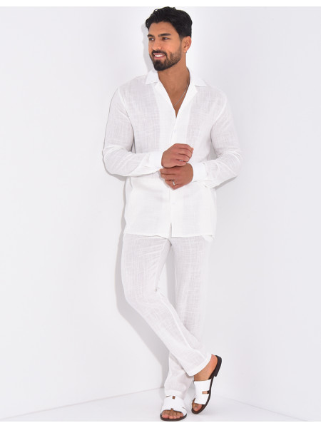 Ensemble pantalon et chemise en lin
