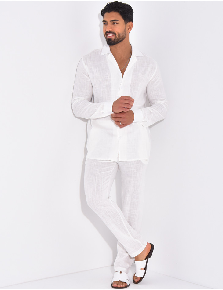 Ensemble pantalon et chemise en lin