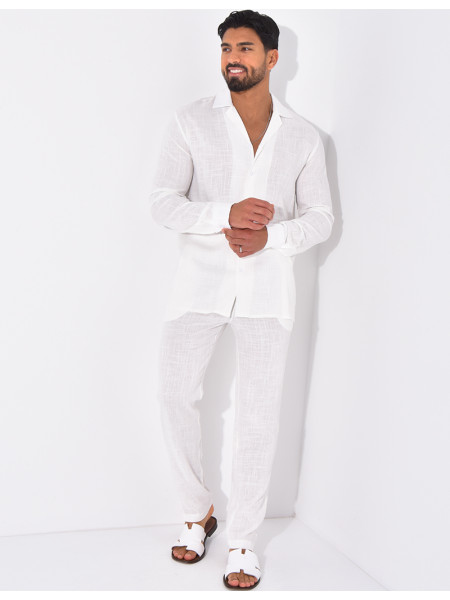 Ensemble pantalon et chemise en lin