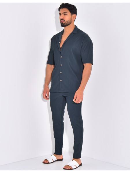 Ensemble pantalon et chemise plissé