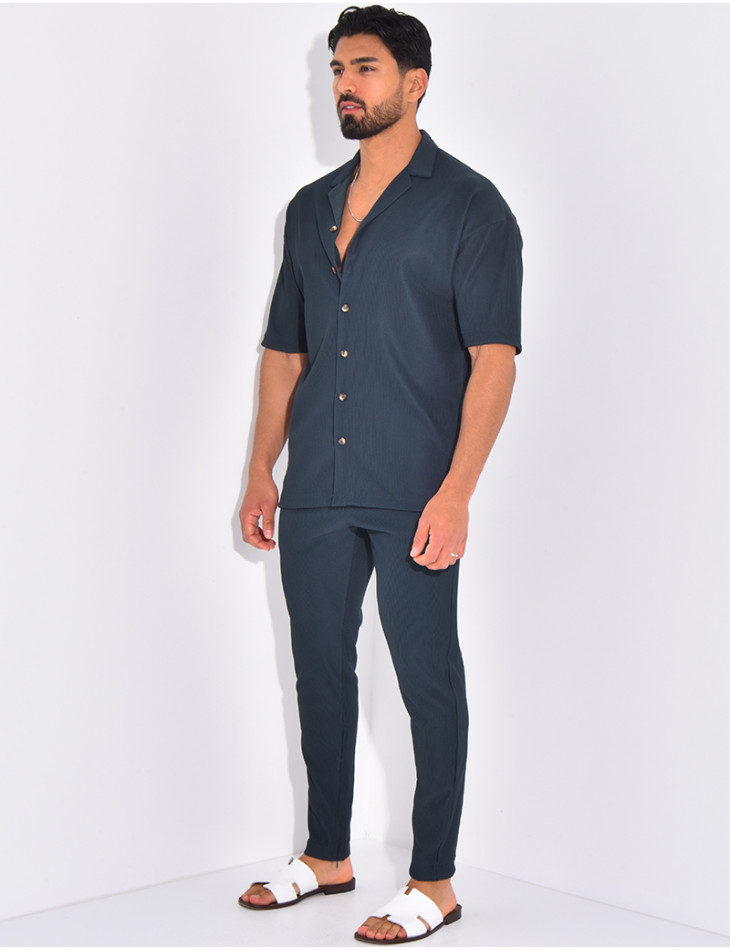 Ensemble pantalon et chemise plissé