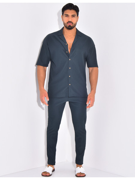 Ensemble pantalon et chemise plissé