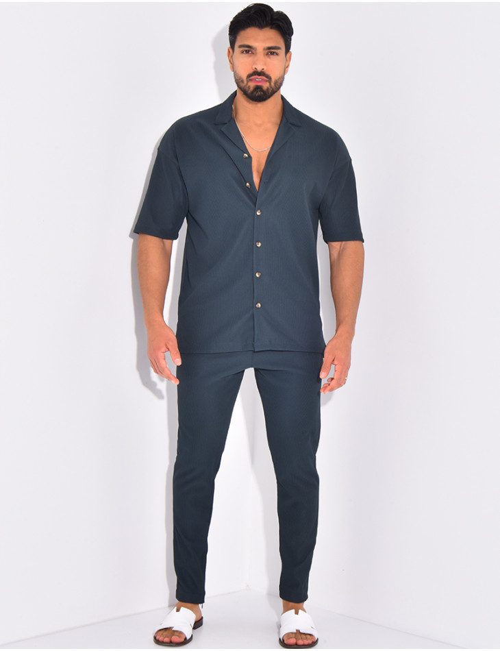 Ensemble pantalon et chemise plissé