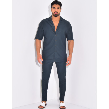 Ensemble pantalon et chemise plissé
