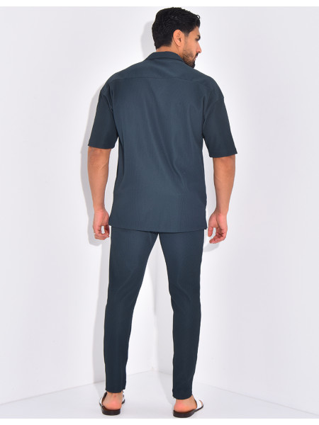 Ensemble pantalon et chemise plissé