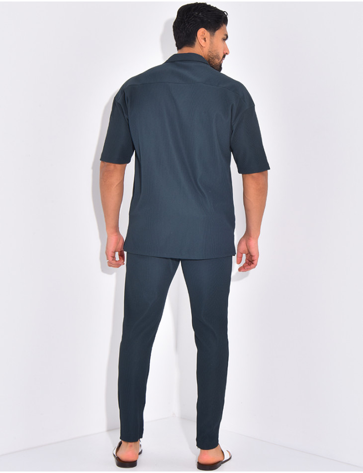 Ensemble pantalon et chemise plissé